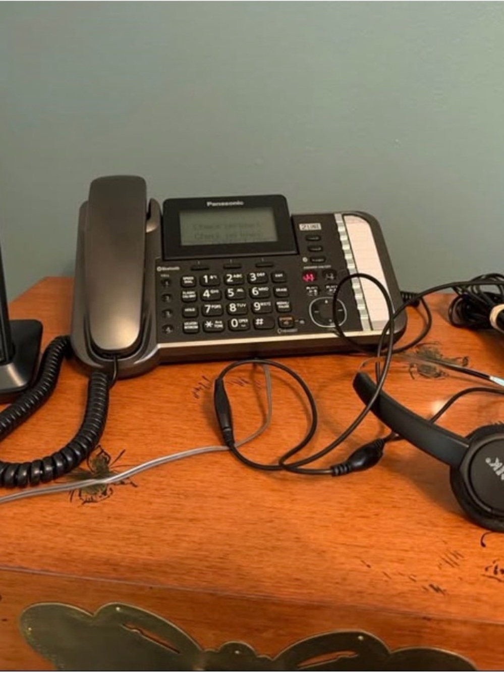 Panasonic Gray and Silver Corded Office Phone with Headset